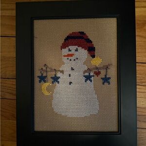 Festive Snowman Cross-Stitch Wall Art